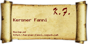 Kersner Fanni névjegykártya